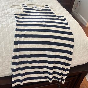 J. Crew Factory Navy and White Striped Midi Dress